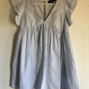 Blue and White Striped Babydoll Dress